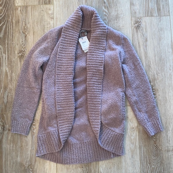 NWT Barefoot Dreams Chenille Shawl Cardigan Deep Taupe Small - Picture 3 of 11